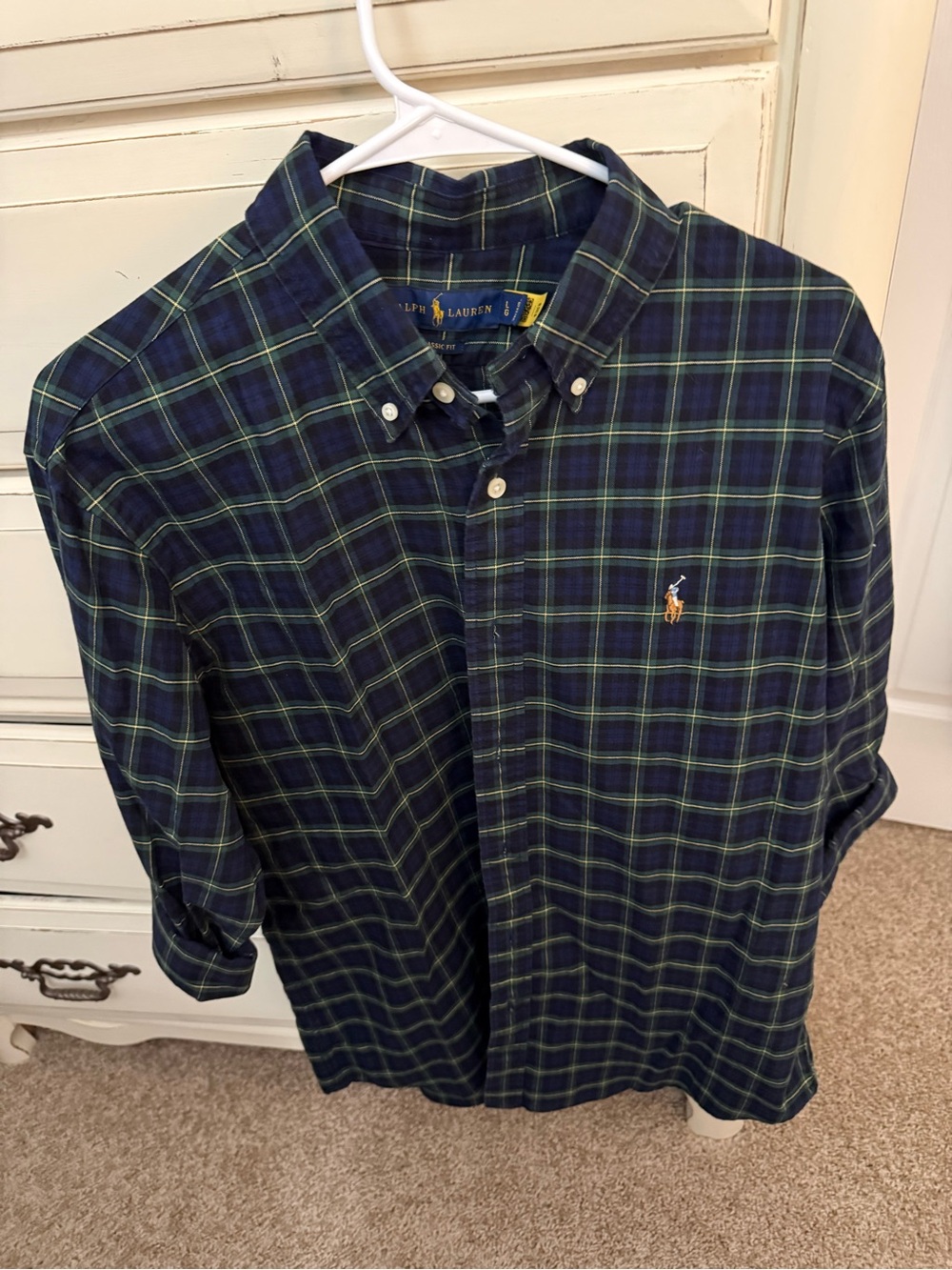 Ralph Lauren Men’s Navy & Green Plaid Button-Down Shirt large